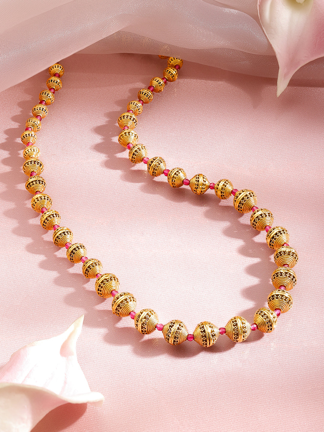 Rubans 18K Gold Plated Brass Golden Beaded Necklace フリーサイズ