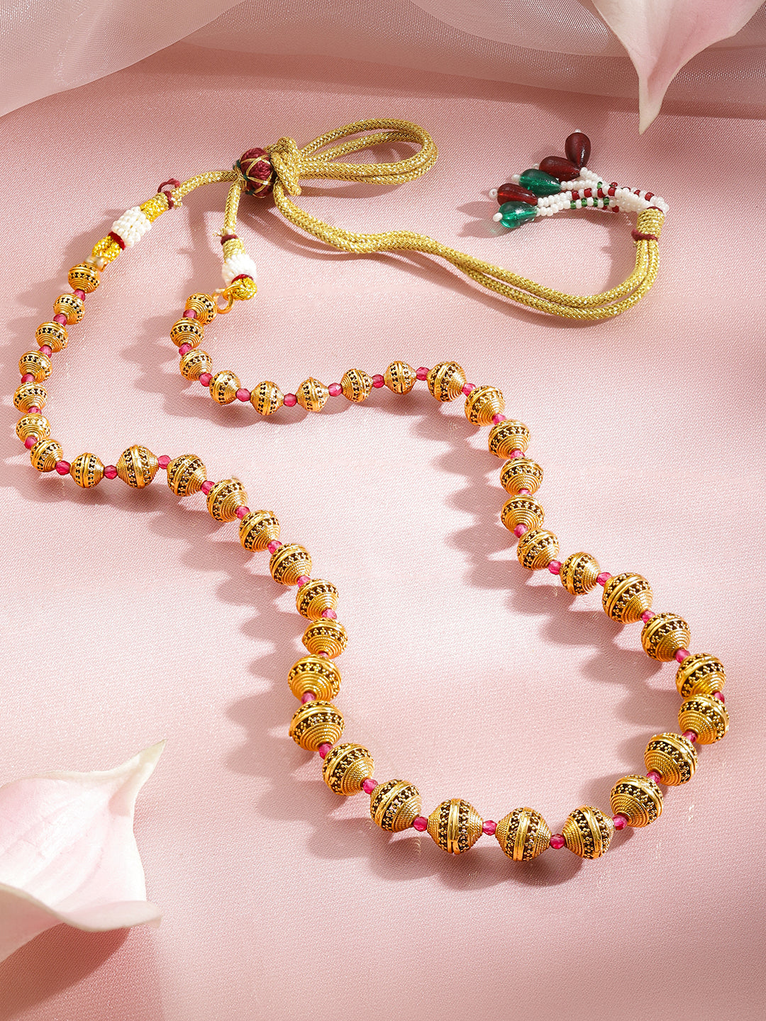 Rubans 18K Gold Plated Brass Golden Beaded Necklace フリーサイズ