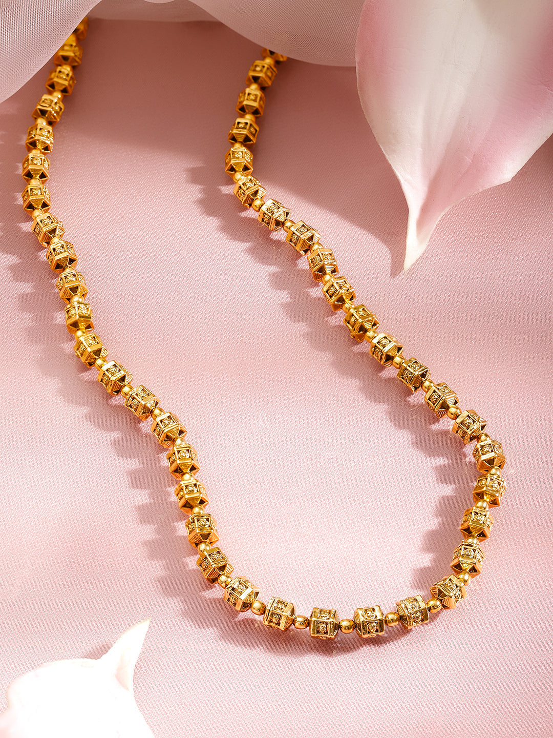Festive Shine Gold Beaded Necklace フリーサイズ