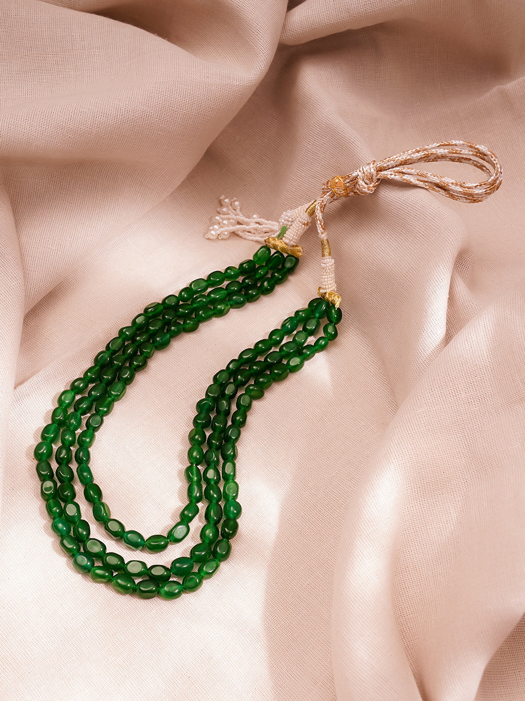 Multi Layer Green Semi Precious Bead Necklace フリーサイズ