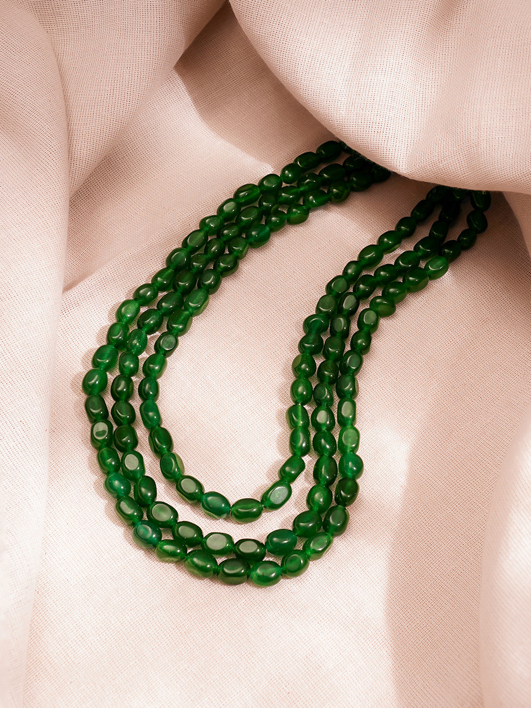 Multi Layer Green Semi Precious Bead Necklace フリーサイズ
