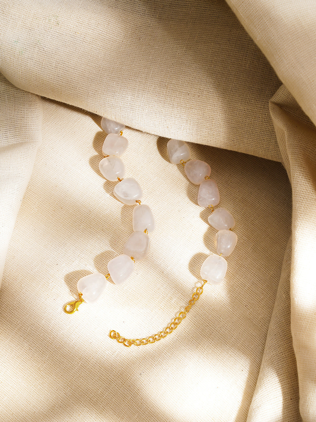 【Rubans】 Crystal Floral Moonstone Inspired Statement Beaded Necklace｜クリスタル フローラル ムーンストーン風 ステートメント ビーズネックレス