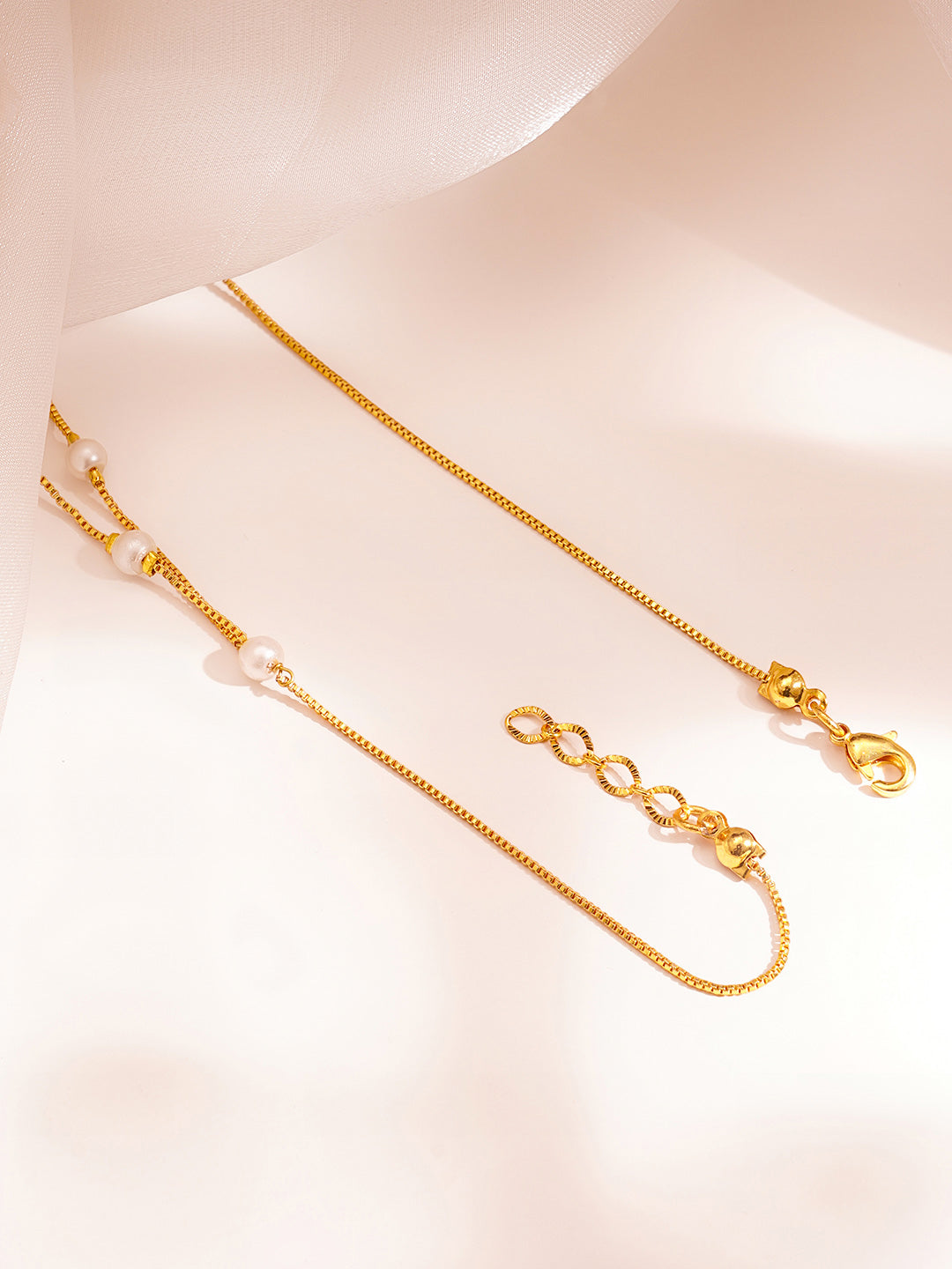 Minimal Pastel Beaded Gold Layer Chain フリーサイズ