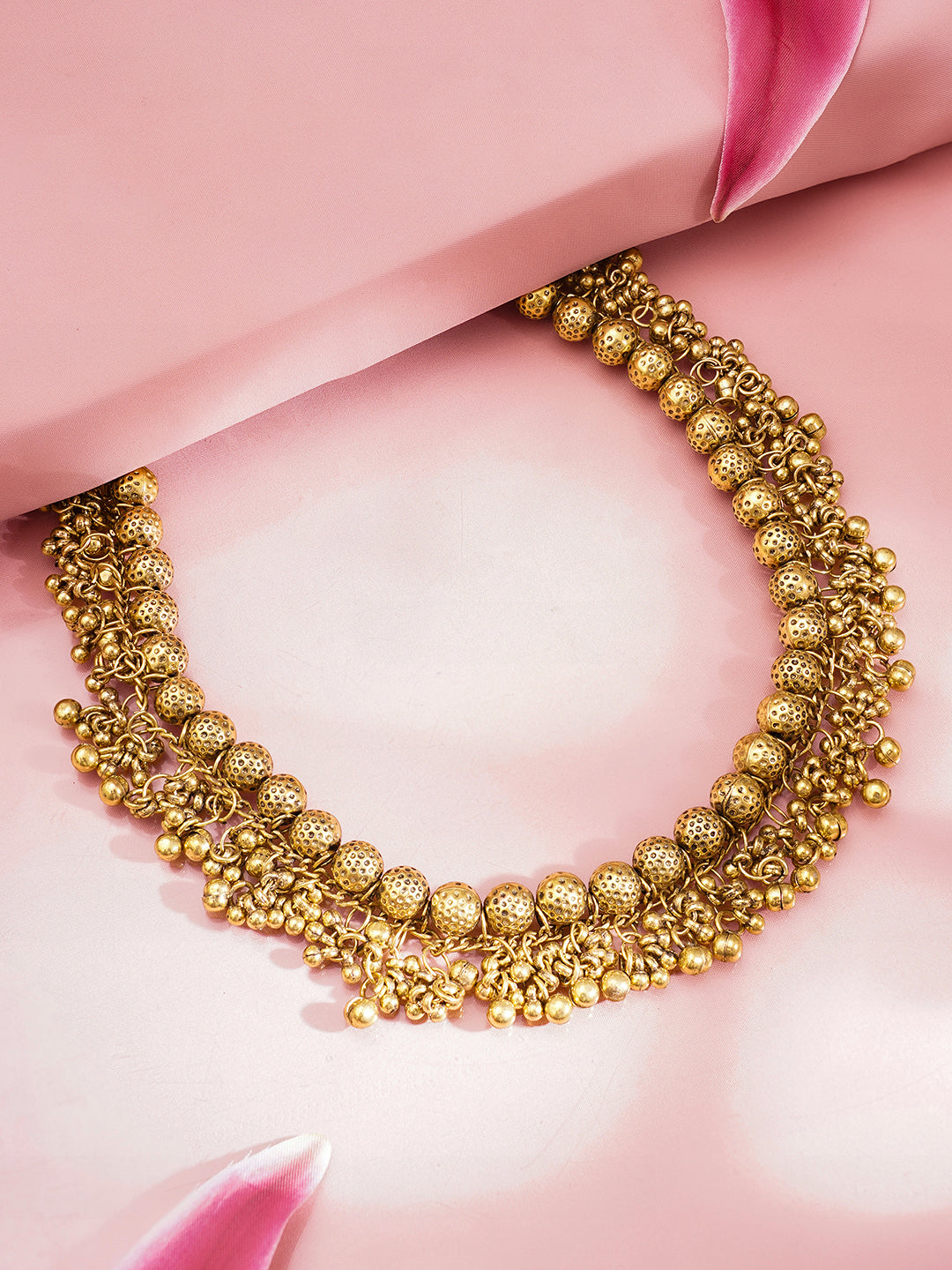 Traditional Gold Cluster Necklace Set フリーサイズ