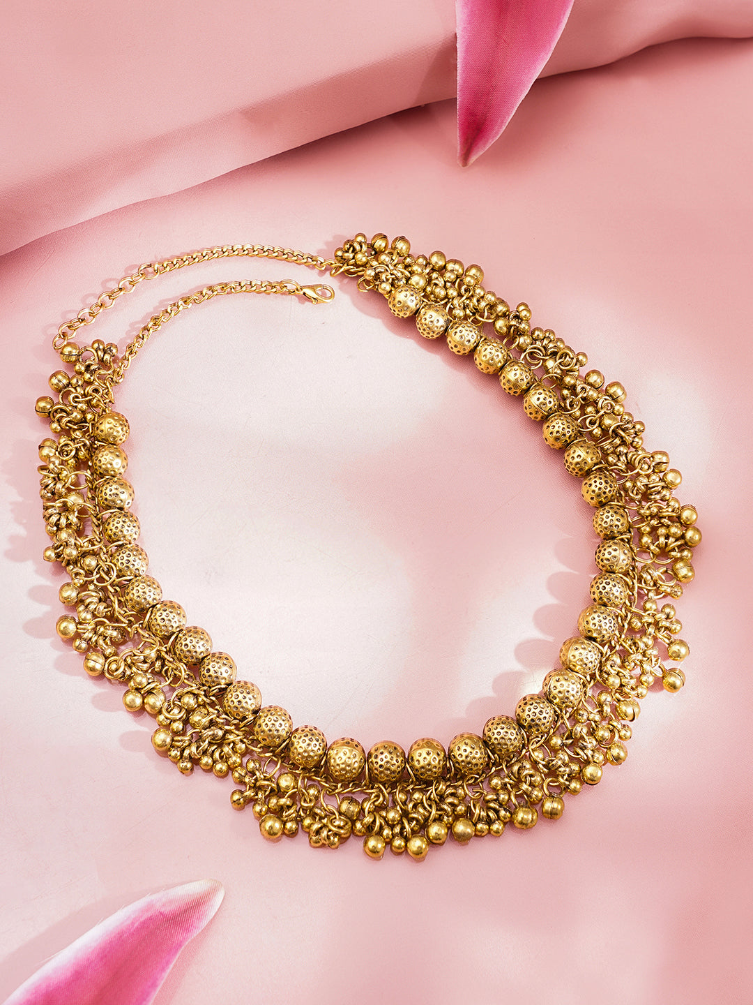 Traditional Gold Cluster Necklace Set フリーサイズ