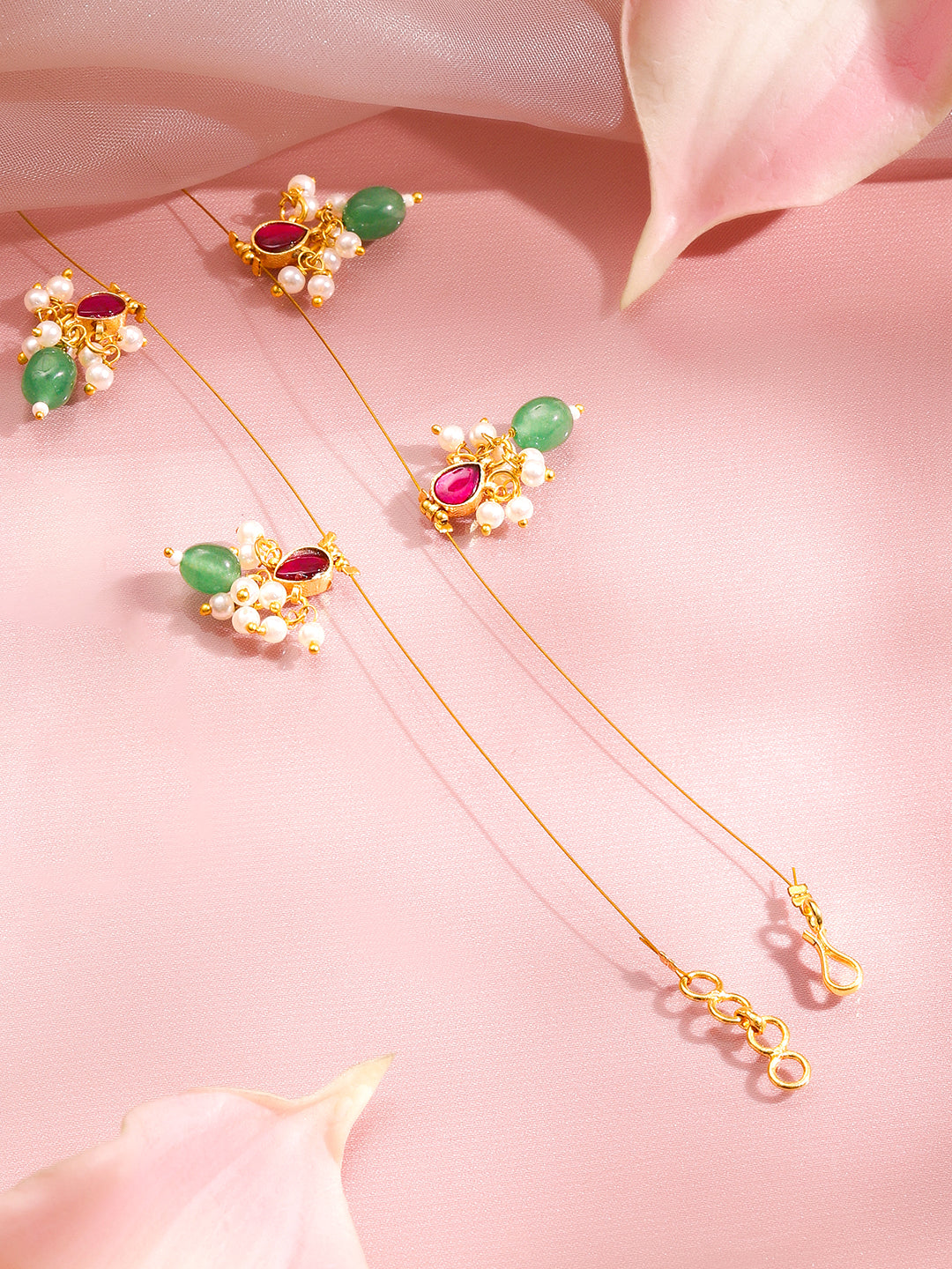 Soft Festive Lotus Kundan Statement Necklace フリーサイズ