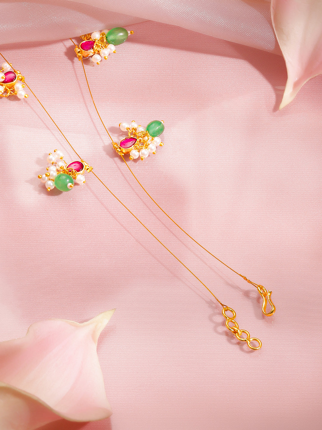 Lotus Motif Kundan Statement Necklace フリーサイズ