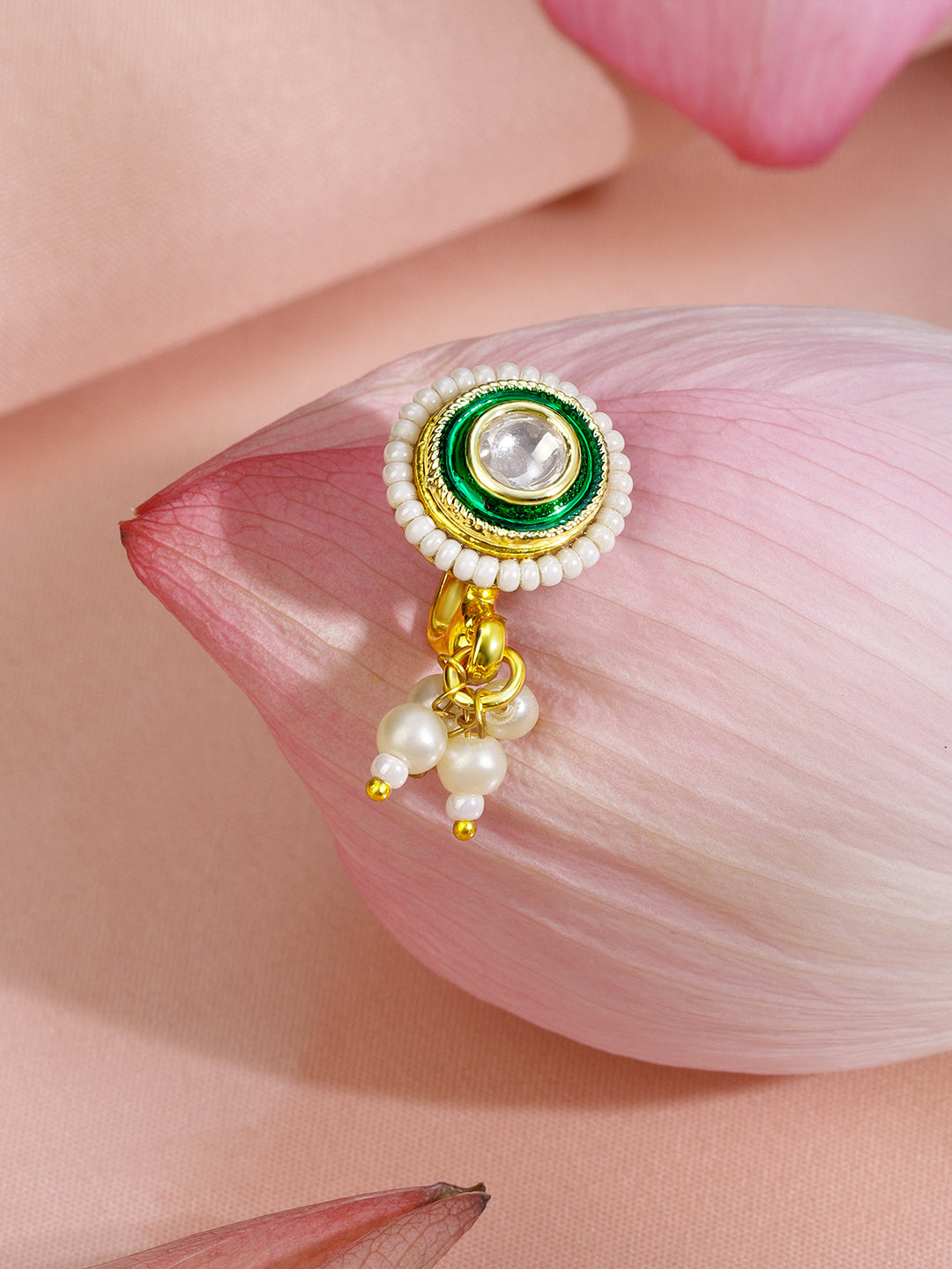 Royal Polki Kundan Green Nosepin フリーサイズ