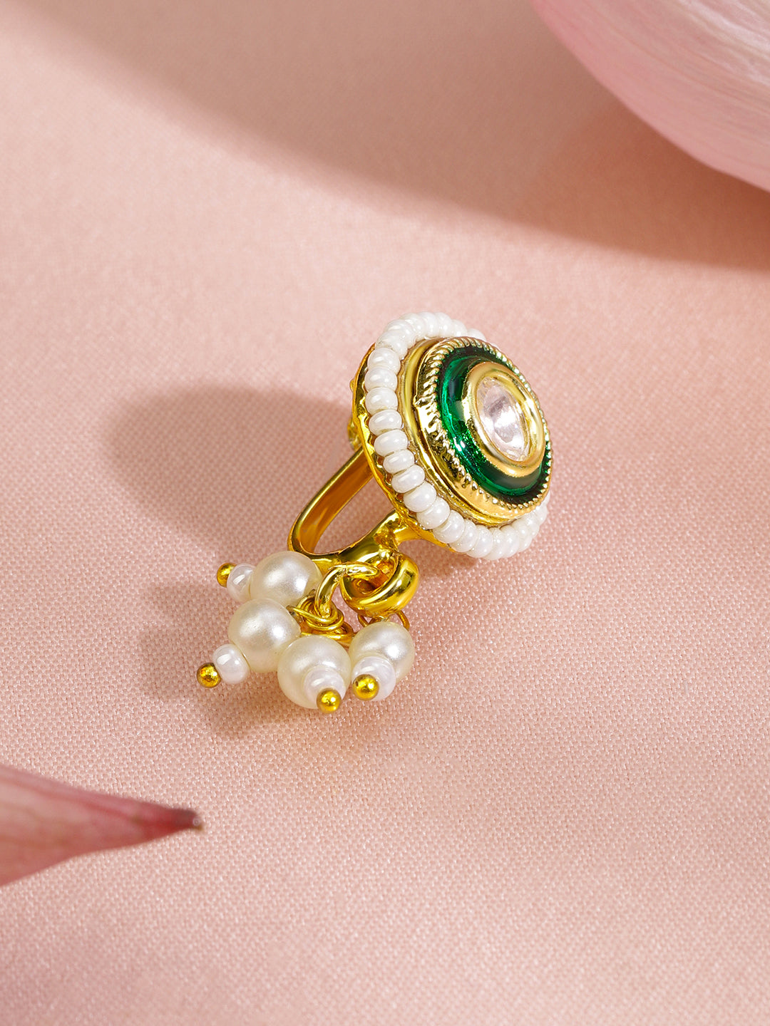Royal Polki Kundan Green Nosepin フリーサイズ