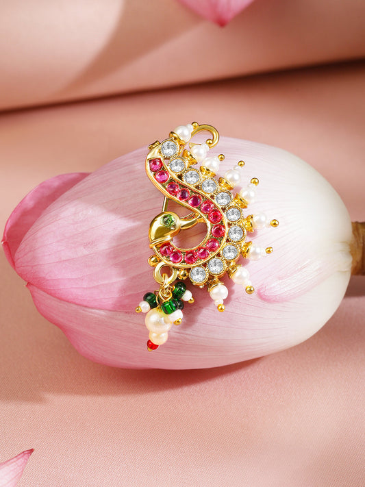 Pink & Green Artful Nose Pin フリーサイズ
