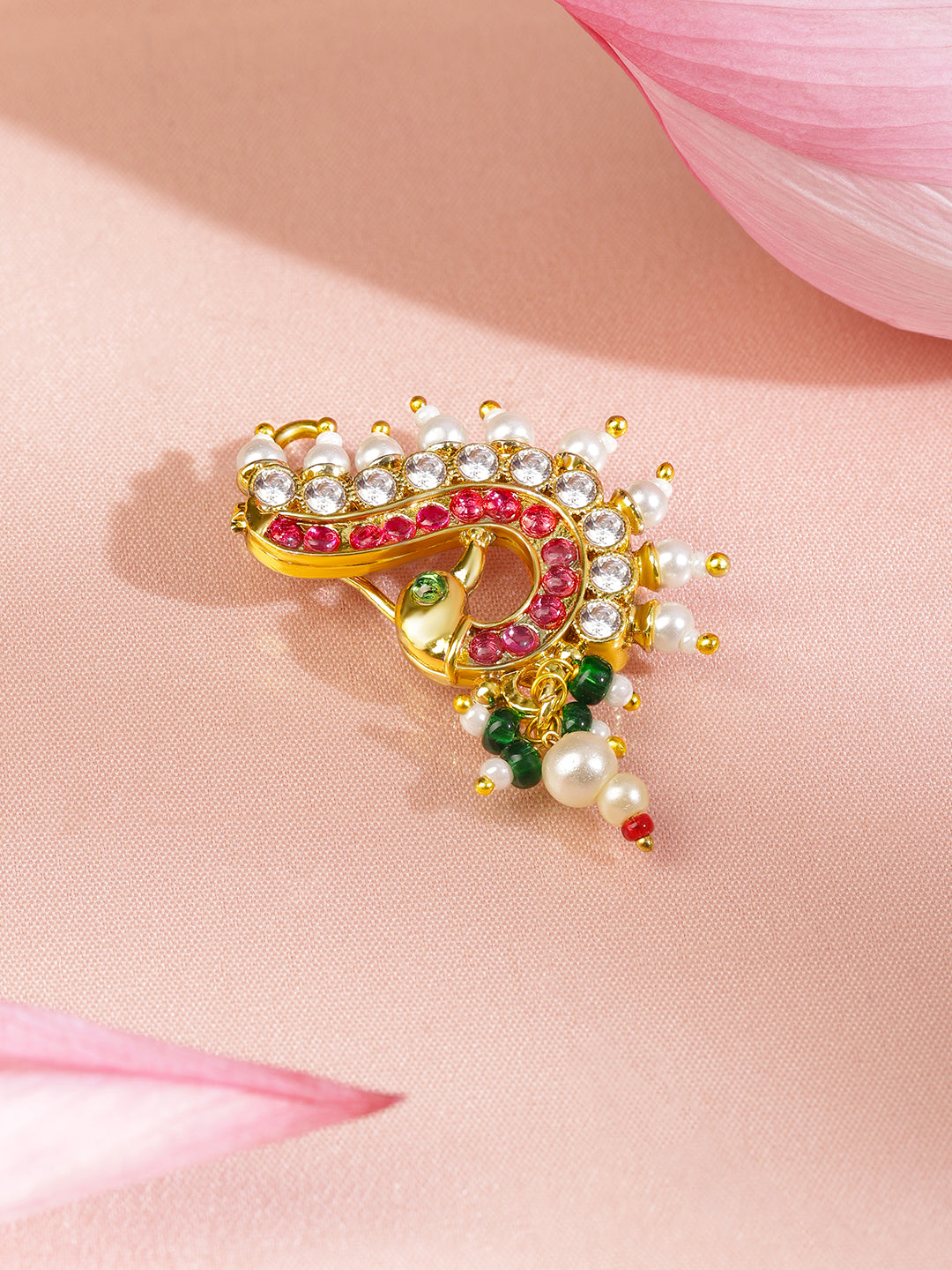 Pink & Green Artful Nose Pin フリーサイズ