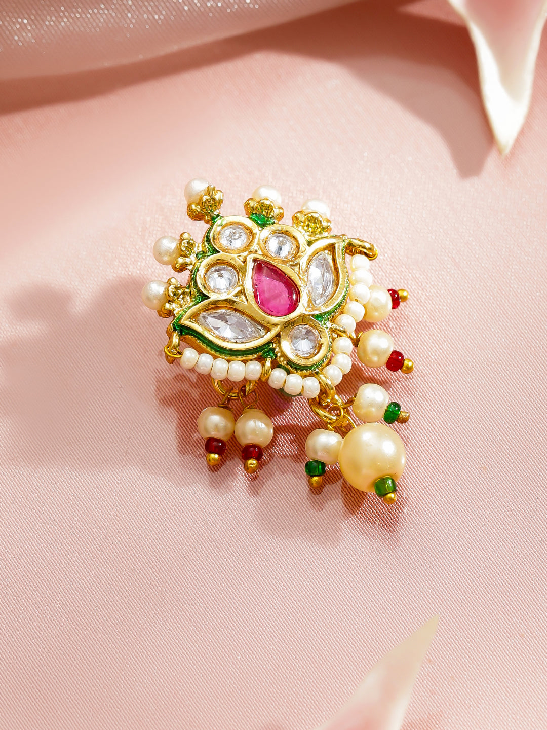 Vivid Hues Kundan Nose Pin フリーサイズ
