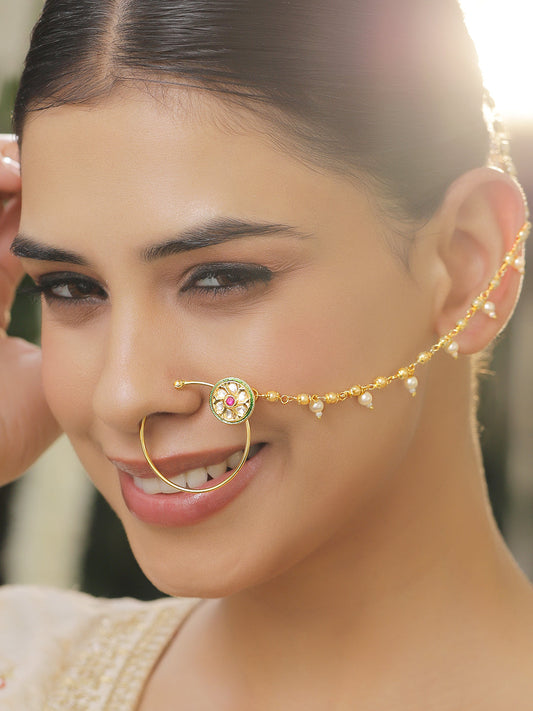 Tradition Touch Kundan Nose Ring フリーサイズ