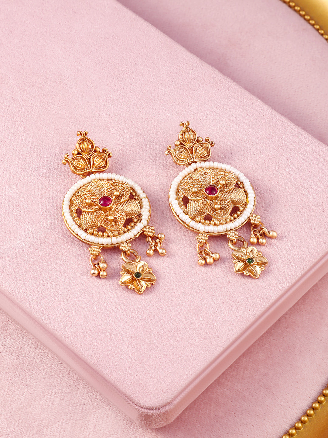 Multicolor Beaded Floral gold Necklace Set フリーサイズ