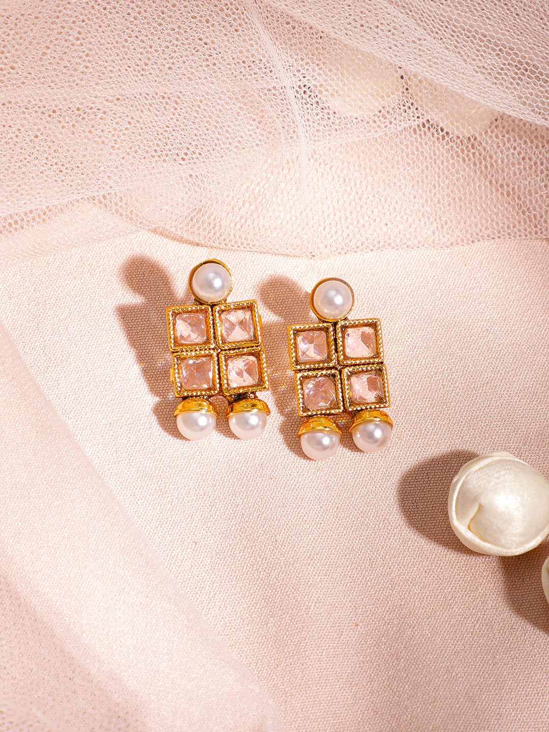 Kundan Necklace Set with Pearls フリーサイズ