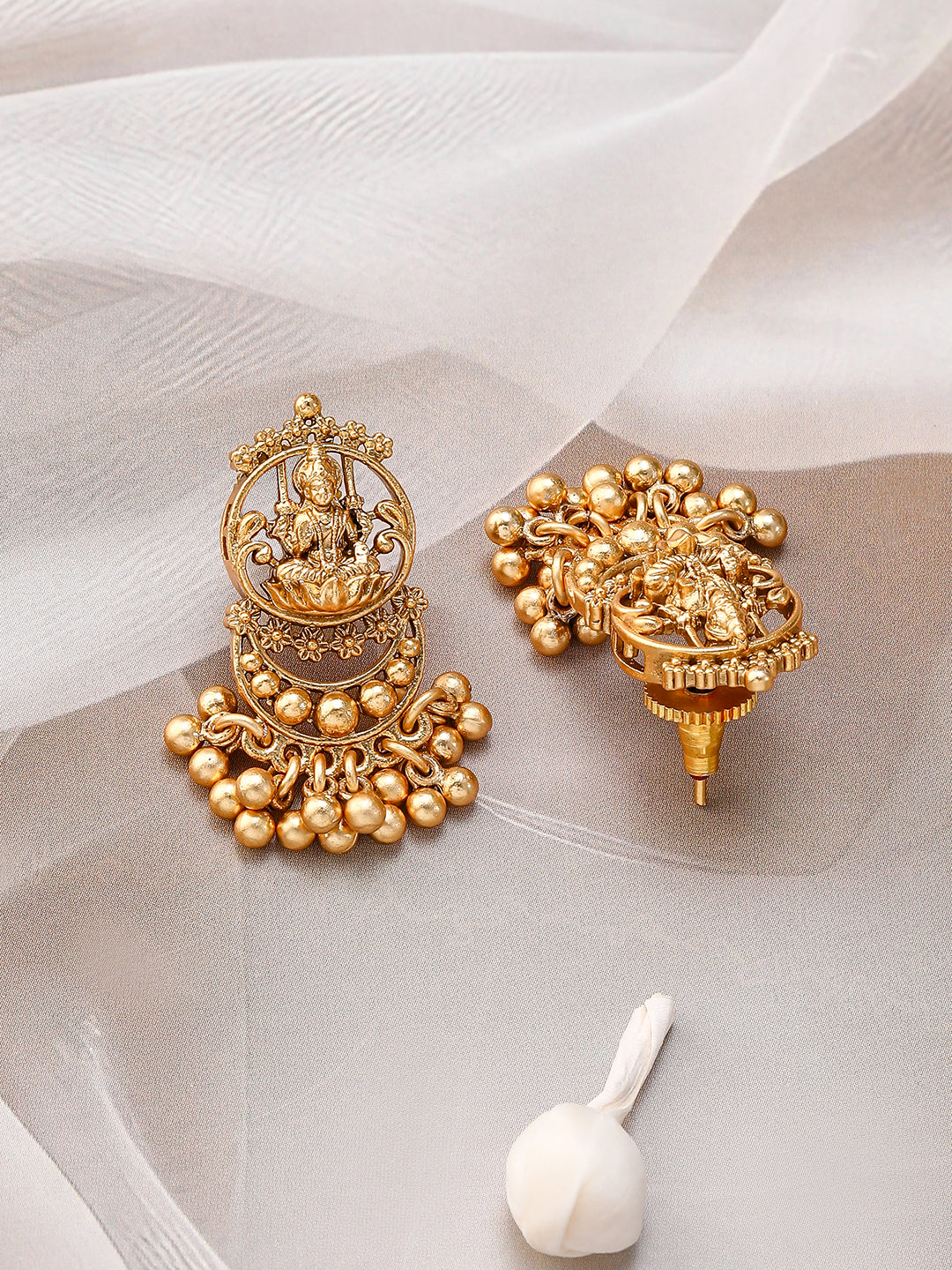 Laxmi Motif Temple Necklace Set Gold