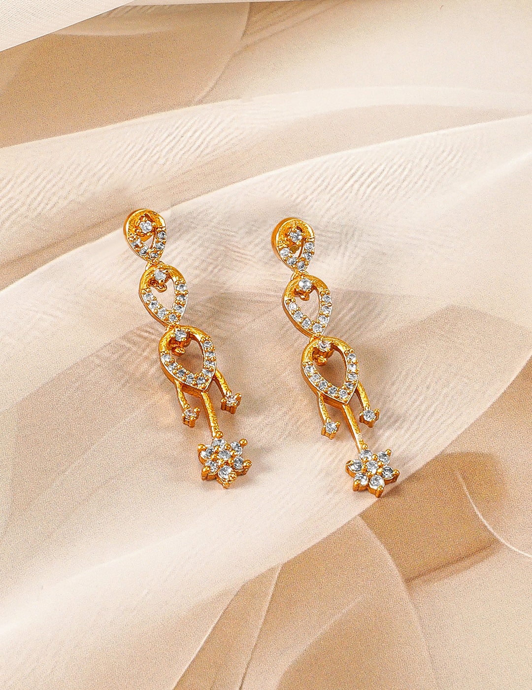 Floral Necklace Set in American Diamond Zirconia Gold