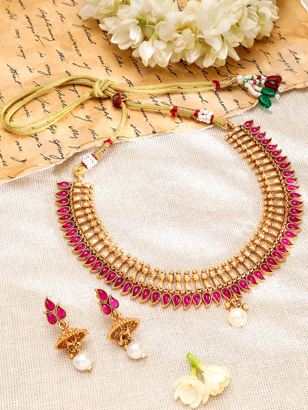 Pink Studded Necklace Set フリーサイズ