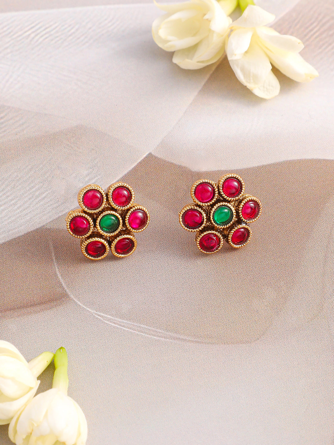 Pink & Green Necklace Set Gold