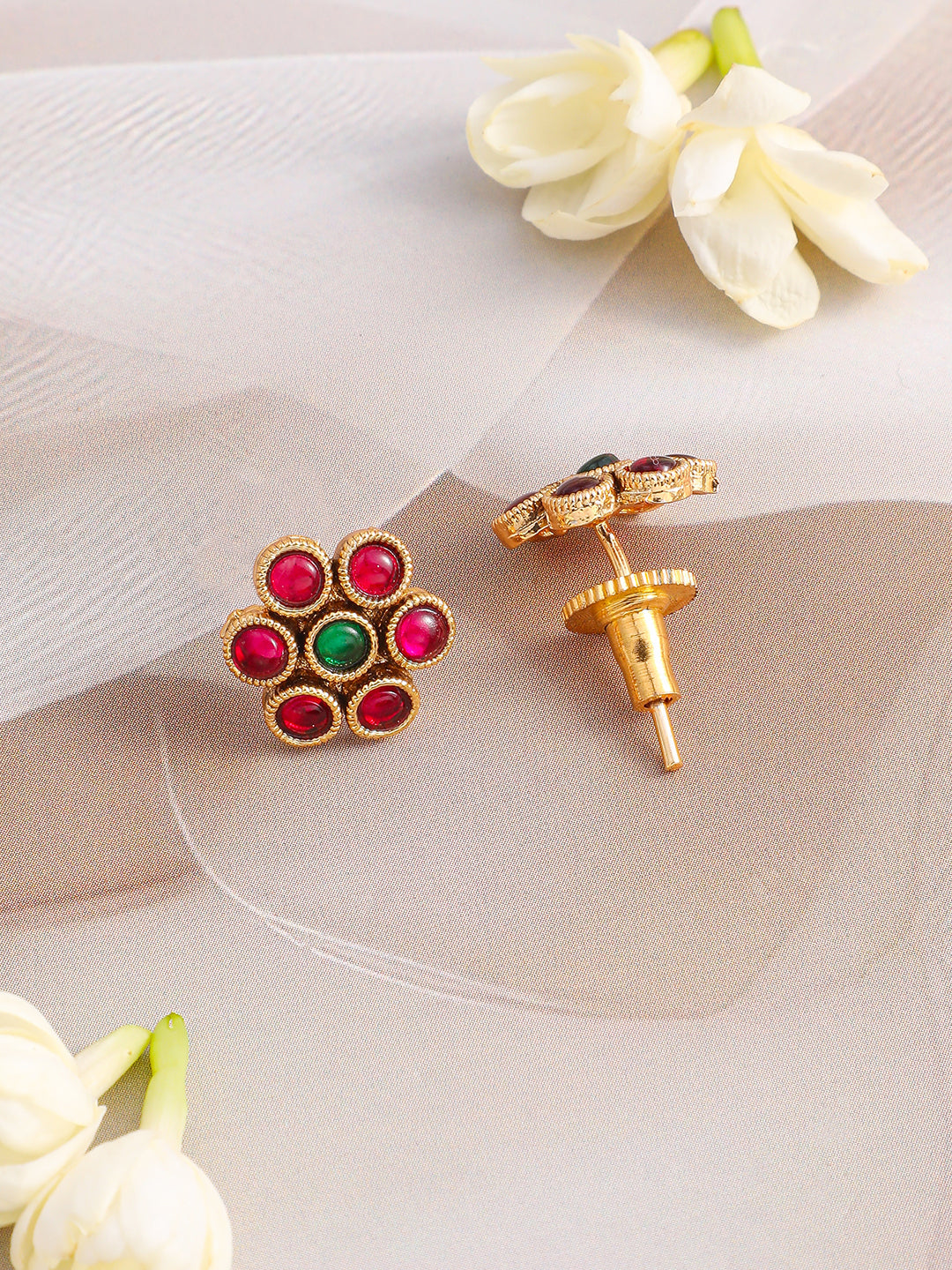 Pink & Green Necklace Set Gold