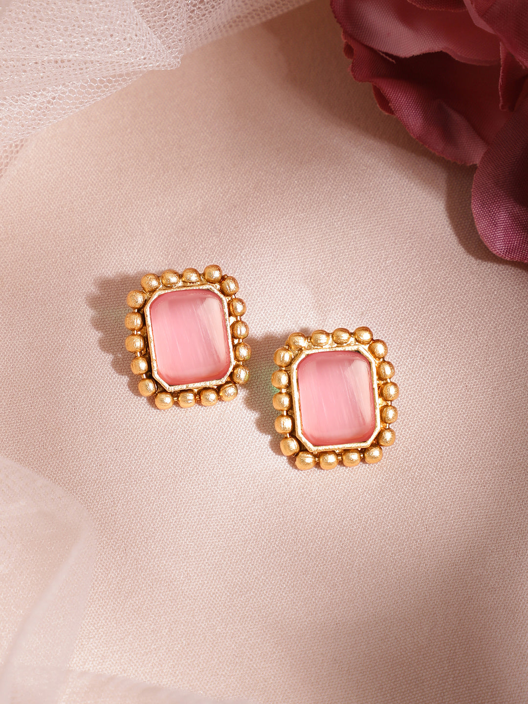 Pink Accented Gold Choker Set Pink