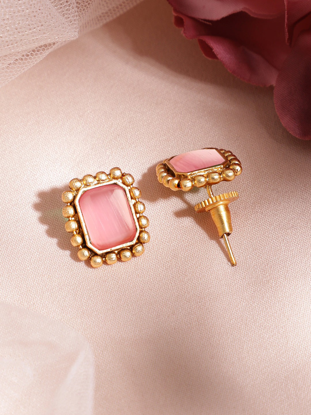 Pink Accented Gold Choker Set Pink