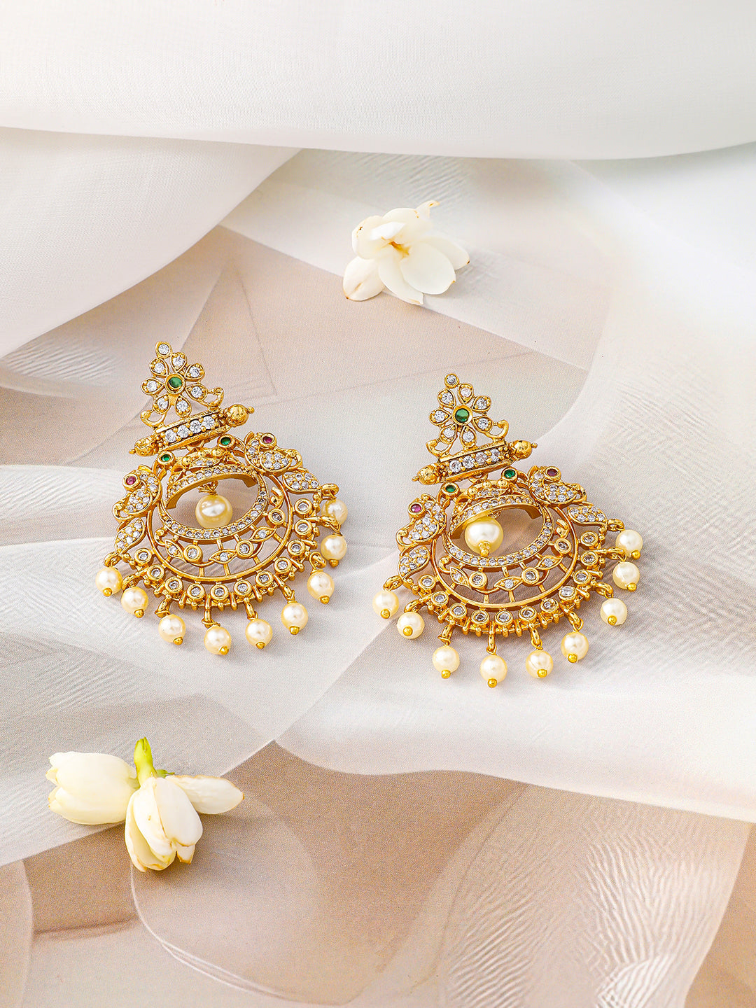 American Diamond Zirconia Floral Necklace Set フリーサイズ