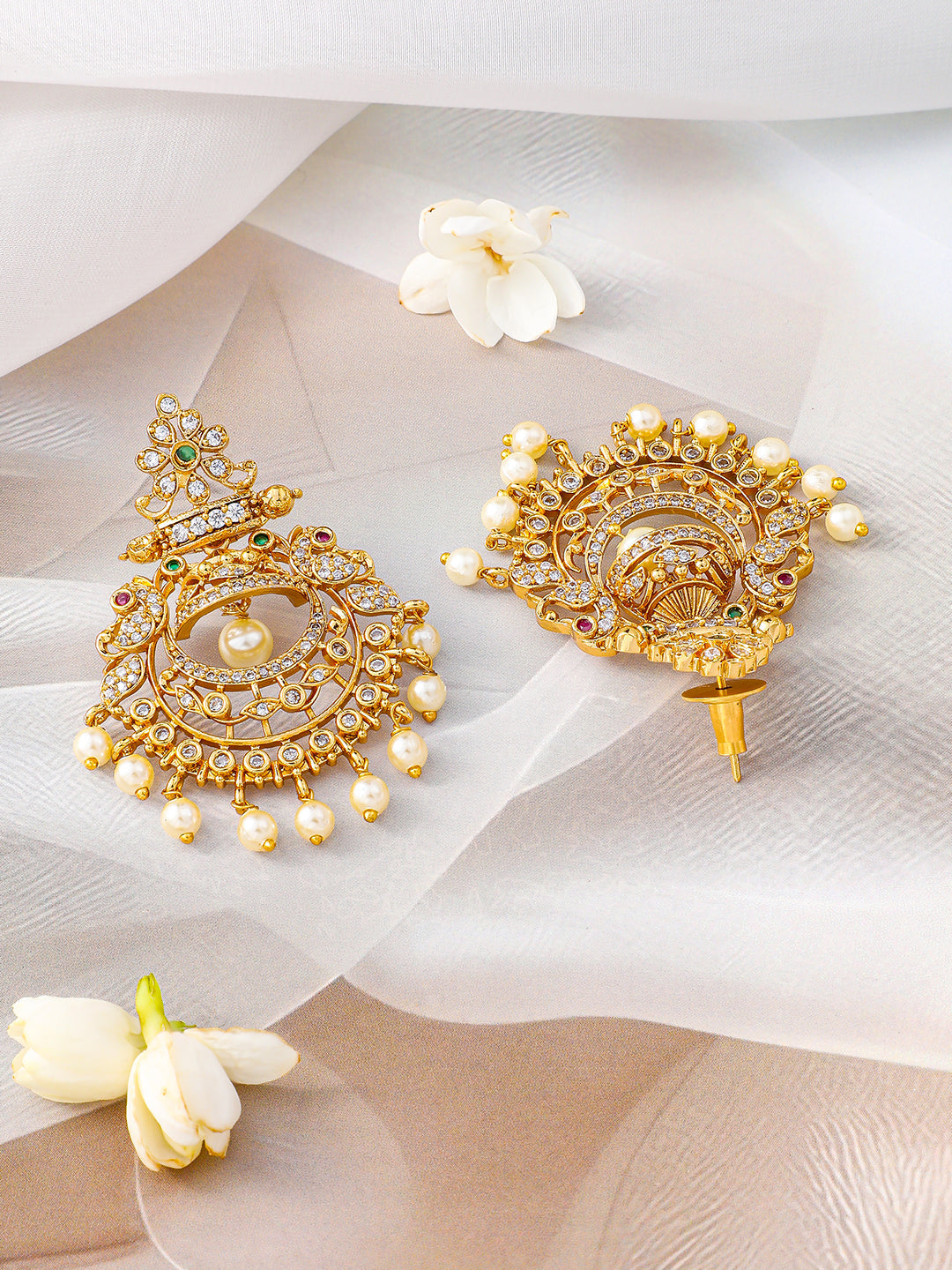 American Diamond Zirconia Floral Necklace Set フリーサイズ