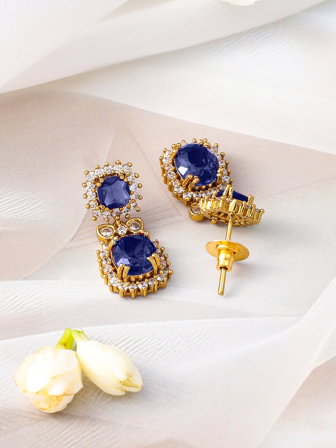 American Diamond Zirconia Blue Necklace Set フリーサイズ