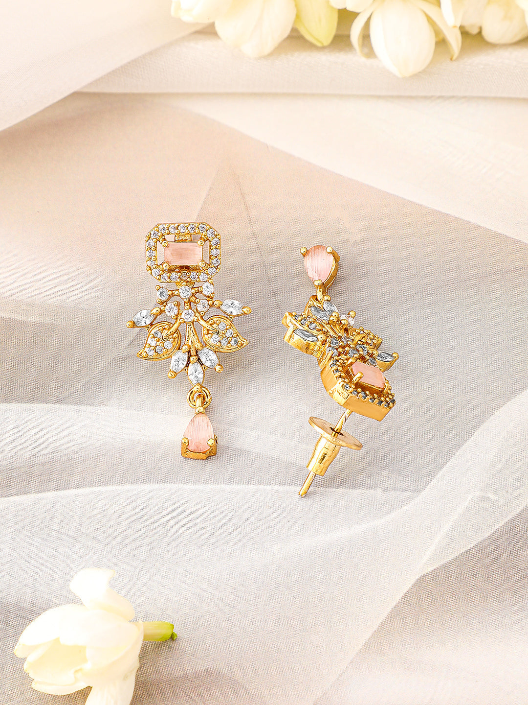 Pink American Diamond Zirconia Pearl Necklace Set フリーサイズ