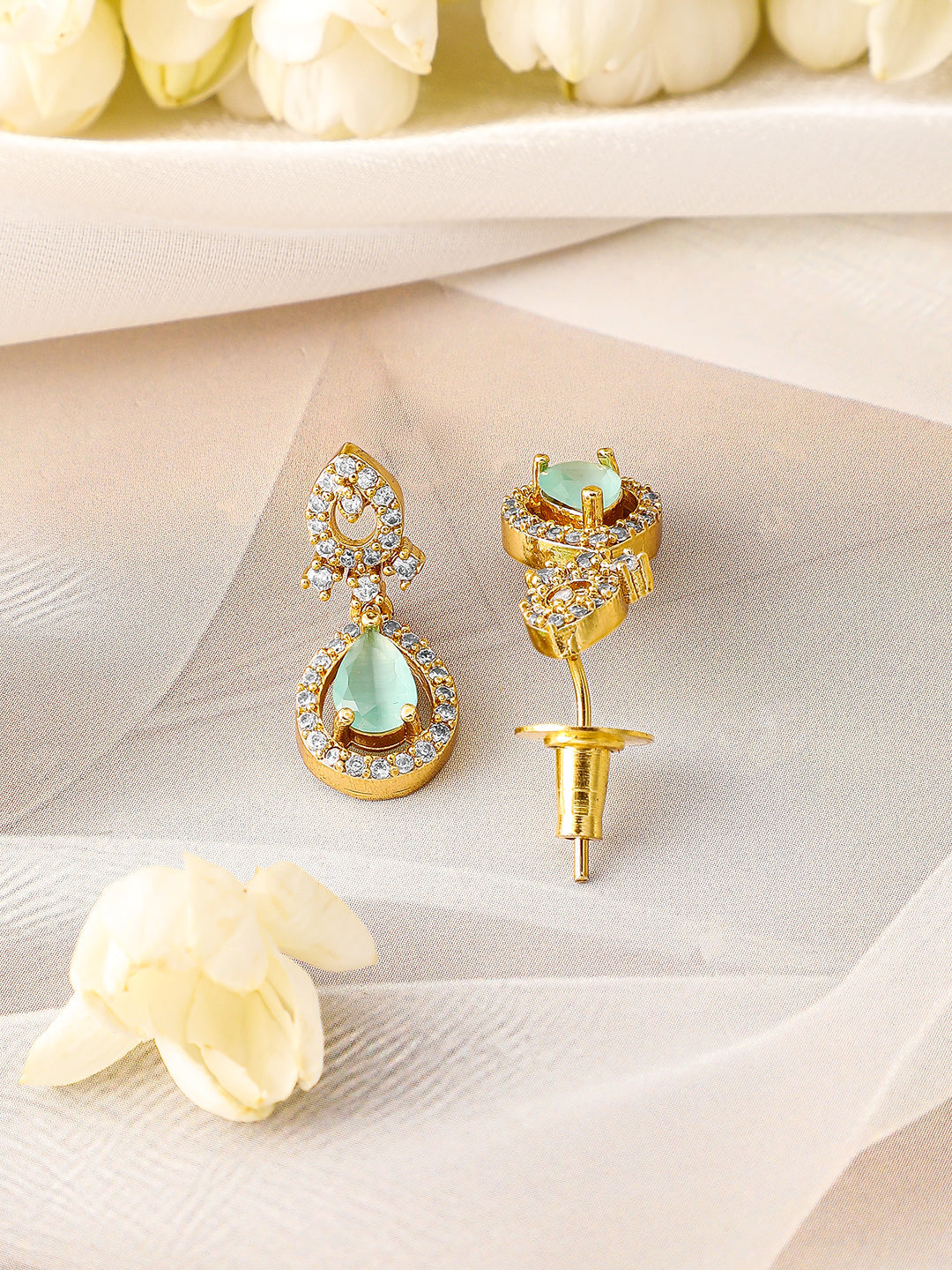 American Diamond Zirconia Green Drop necklace Set フリーサイズ