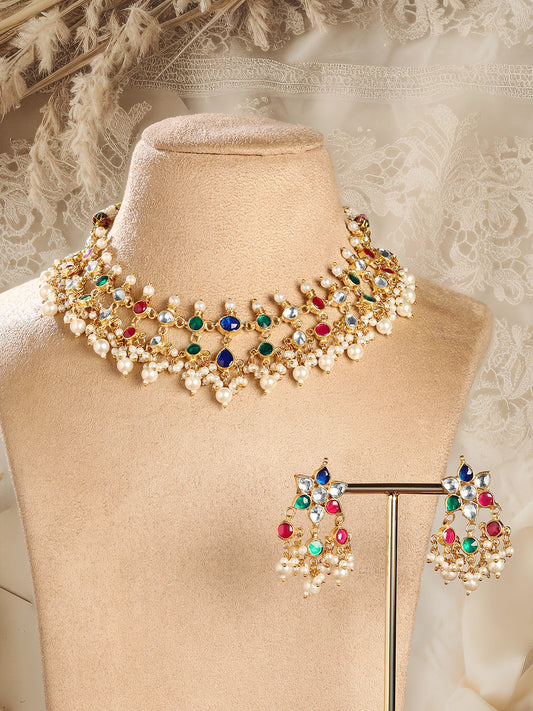 Floral Canvas Multicolour Necklace Set フリーサイズ