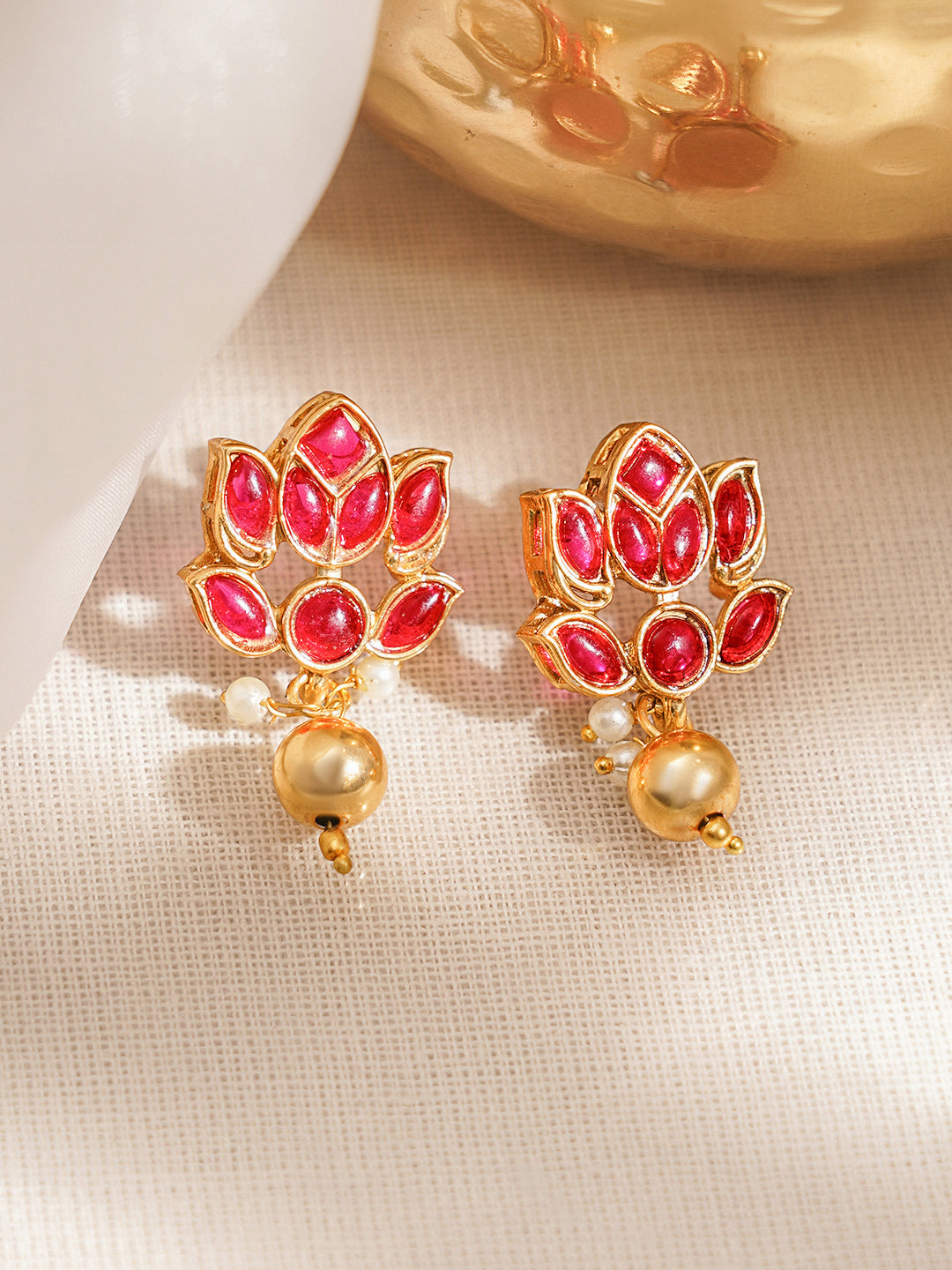 Floral Theme Red Pendant Necklace Set フリーサイズ