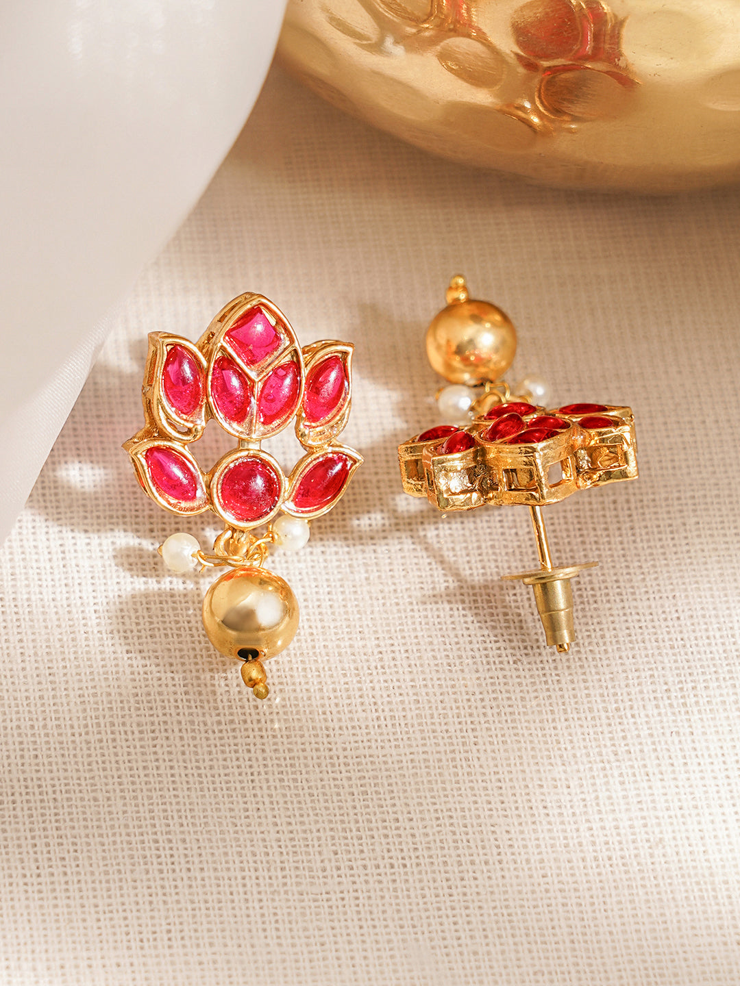 Floral Theme Red Pendant Necklace Set フリーサイズ