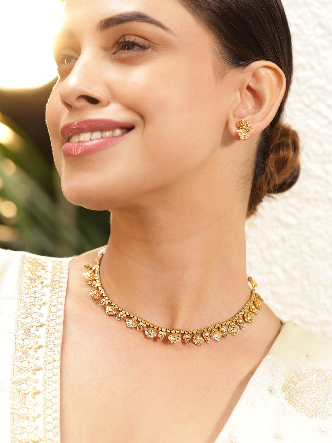 Square & Paisley Design Necklace Set フリーサイズ