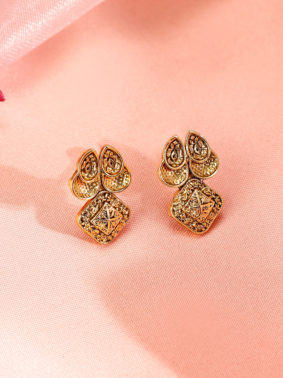 Square & Paisley Design Necklace Set フリーサイズ