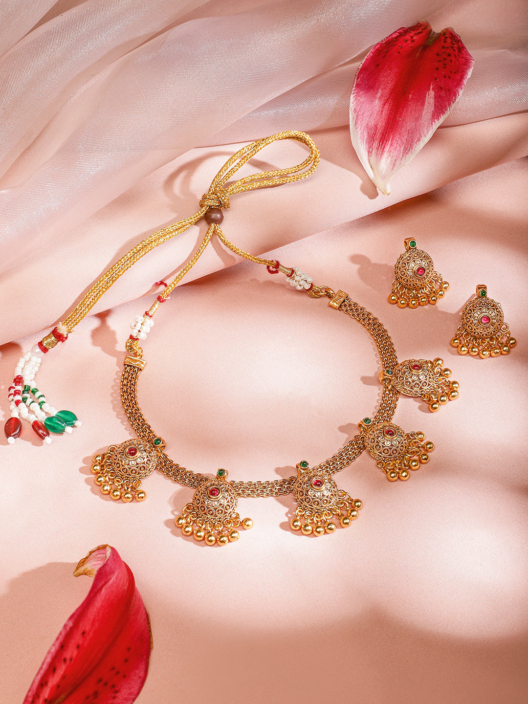 Gold Drops Necklace Set フリーサイズ