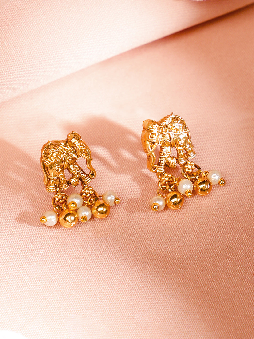 Ganesh & Elephant Motif Pearl Necklace Set フリーサイズ