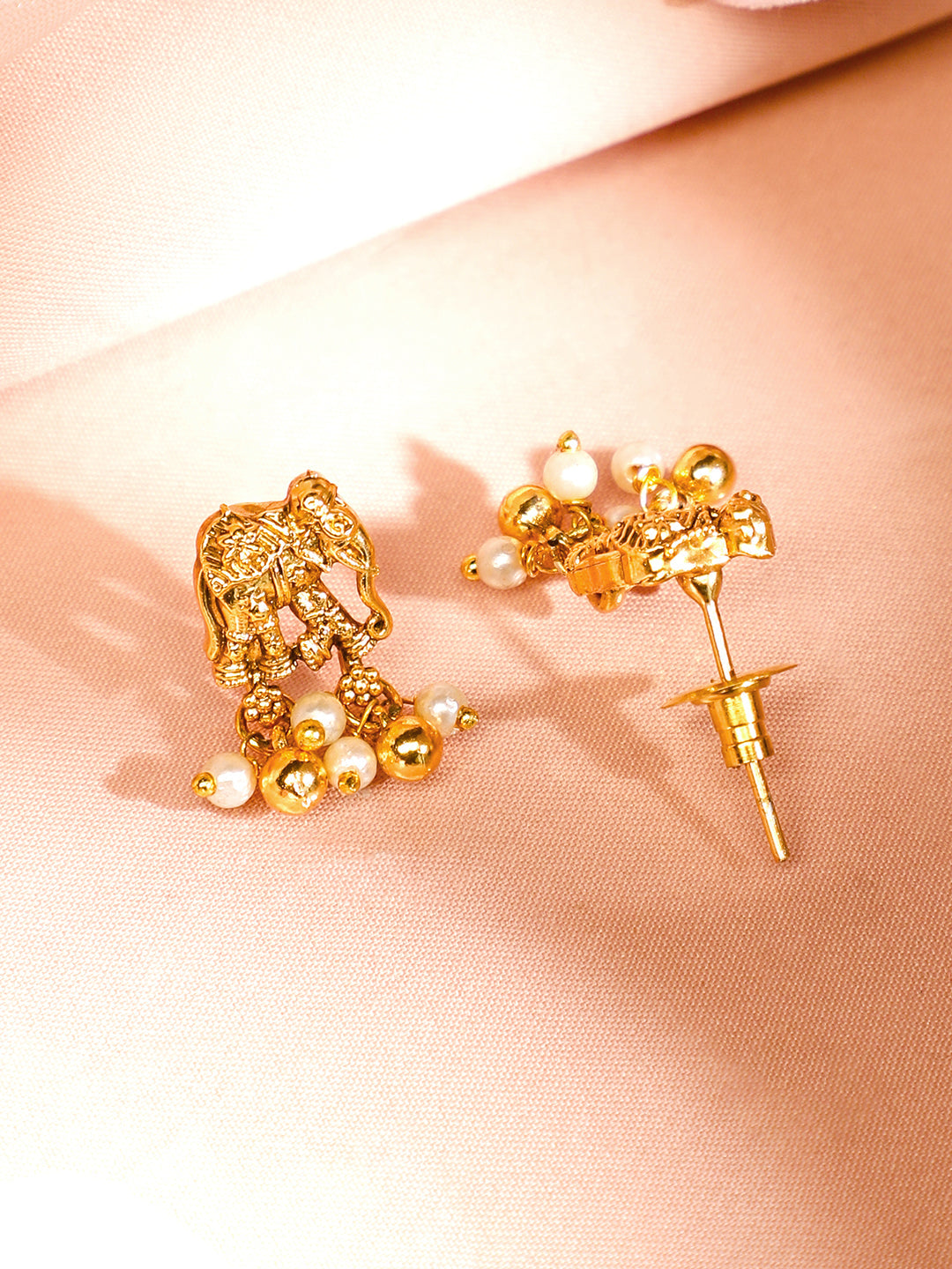 Ganesh & Elephant Motif Pearl Necklace Set フリーサイズ