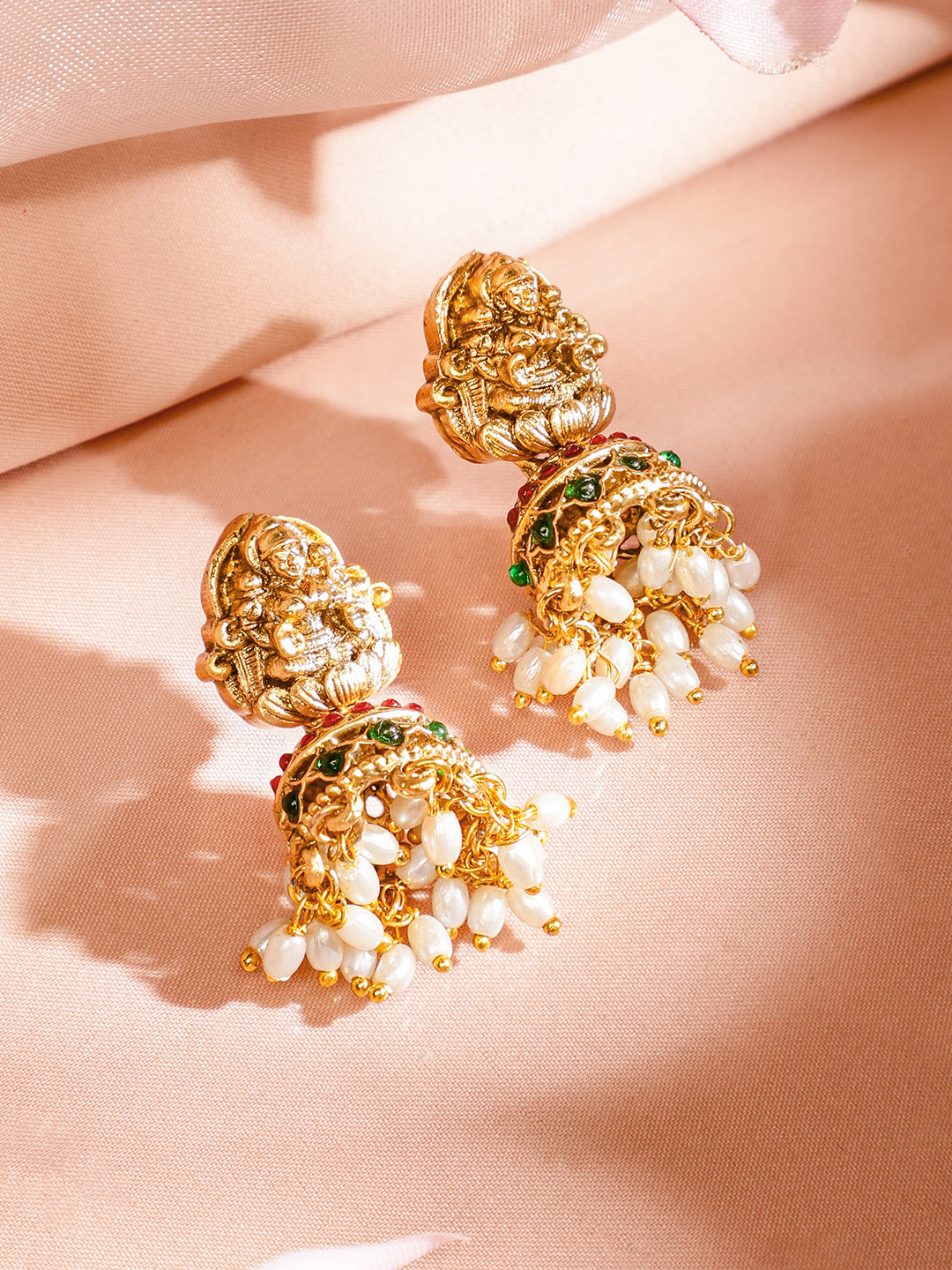 Multicolor Laxmi Motif Pearl Necklace フリーサイズ