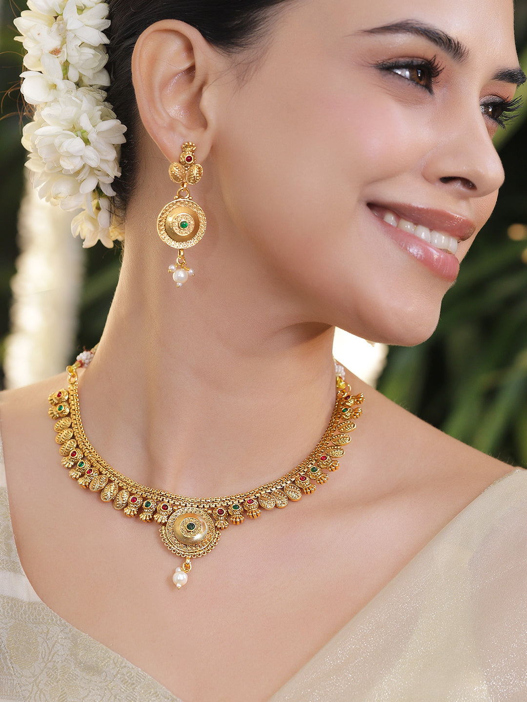 Antique Finish Gold Necklace Set フリーサイズ