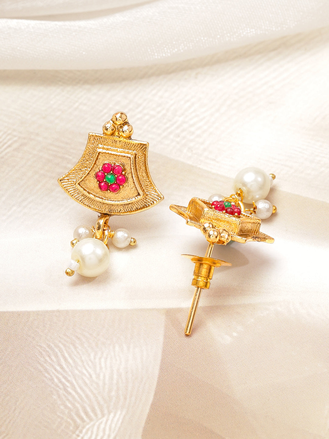 Golden Necklace Set With Pearl Drops フリーサイズ