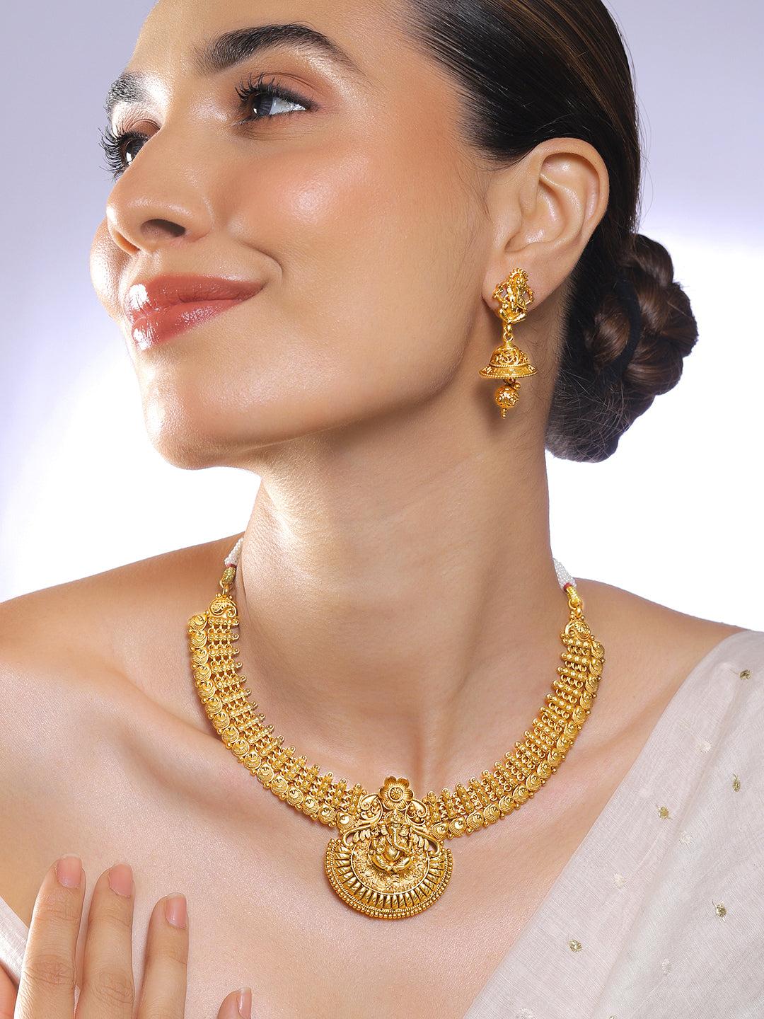 Lord Ganesha Divine Temple Necklace Set フリーサイズ