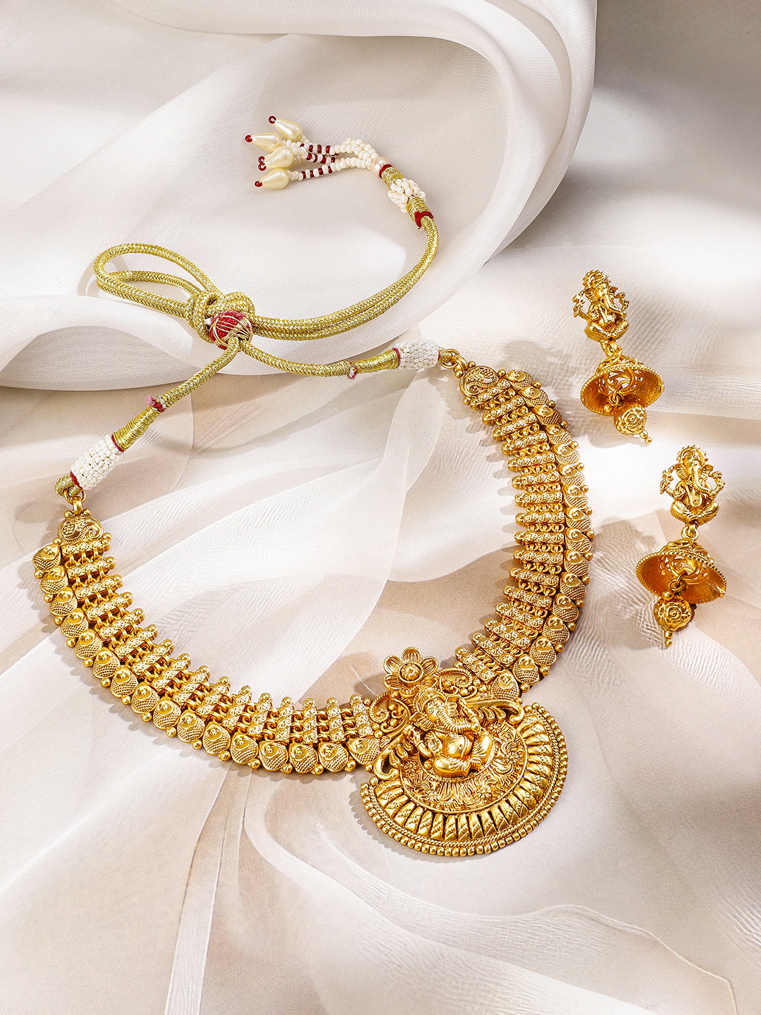 Lord Ganesha Divine Temple Necklace Set フリーサイズ