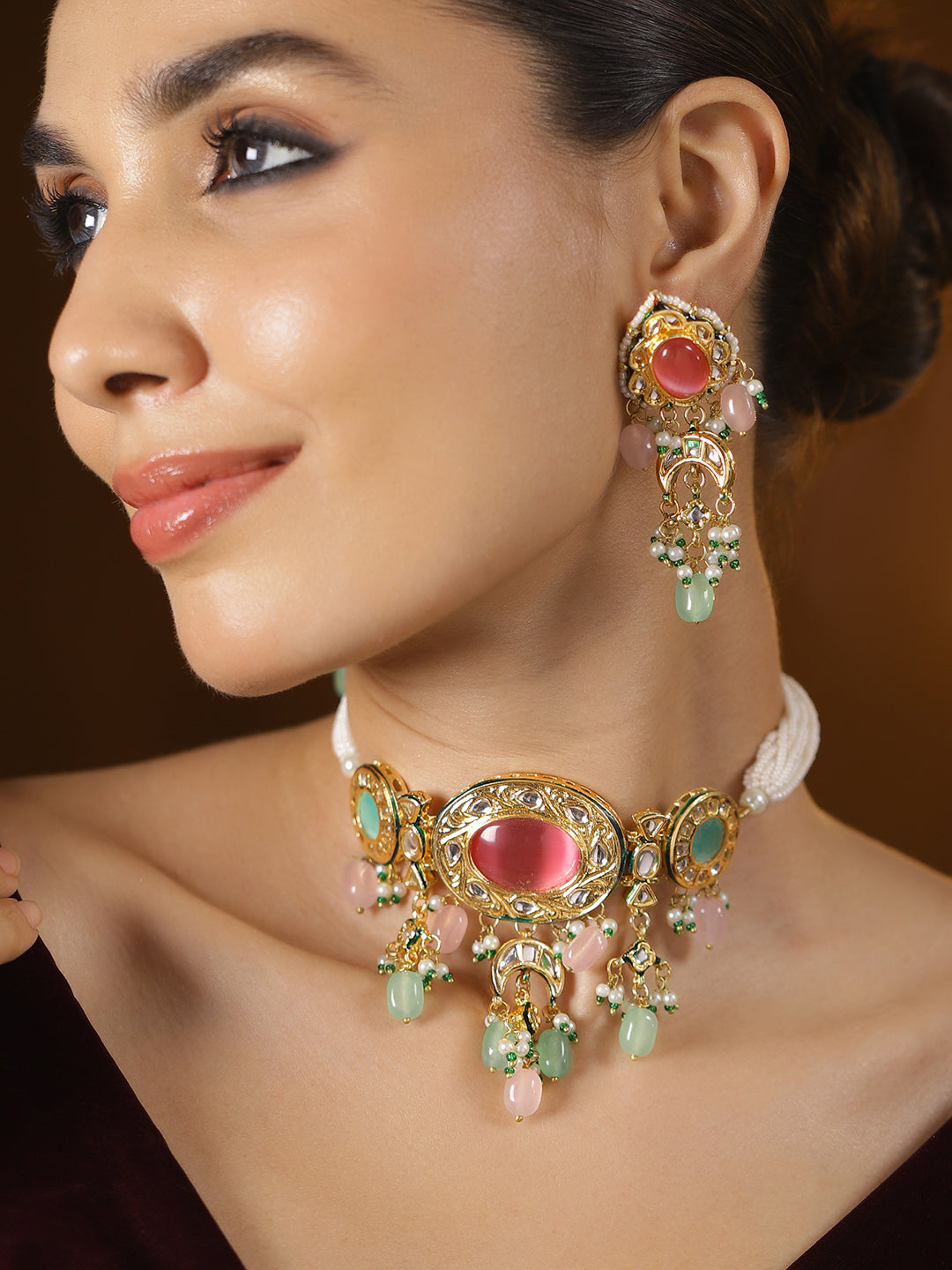 Colour Heritage Kundan Choker Set フリーサイズ