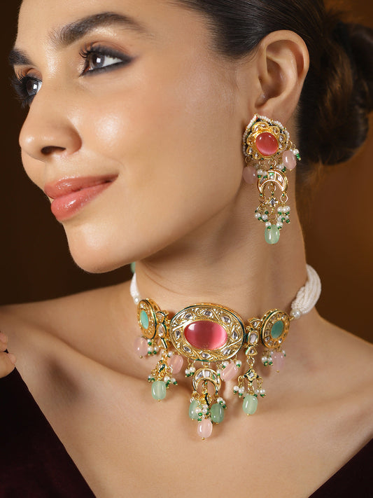 Colour Heritage Kundan Choker Set フリーサイズ