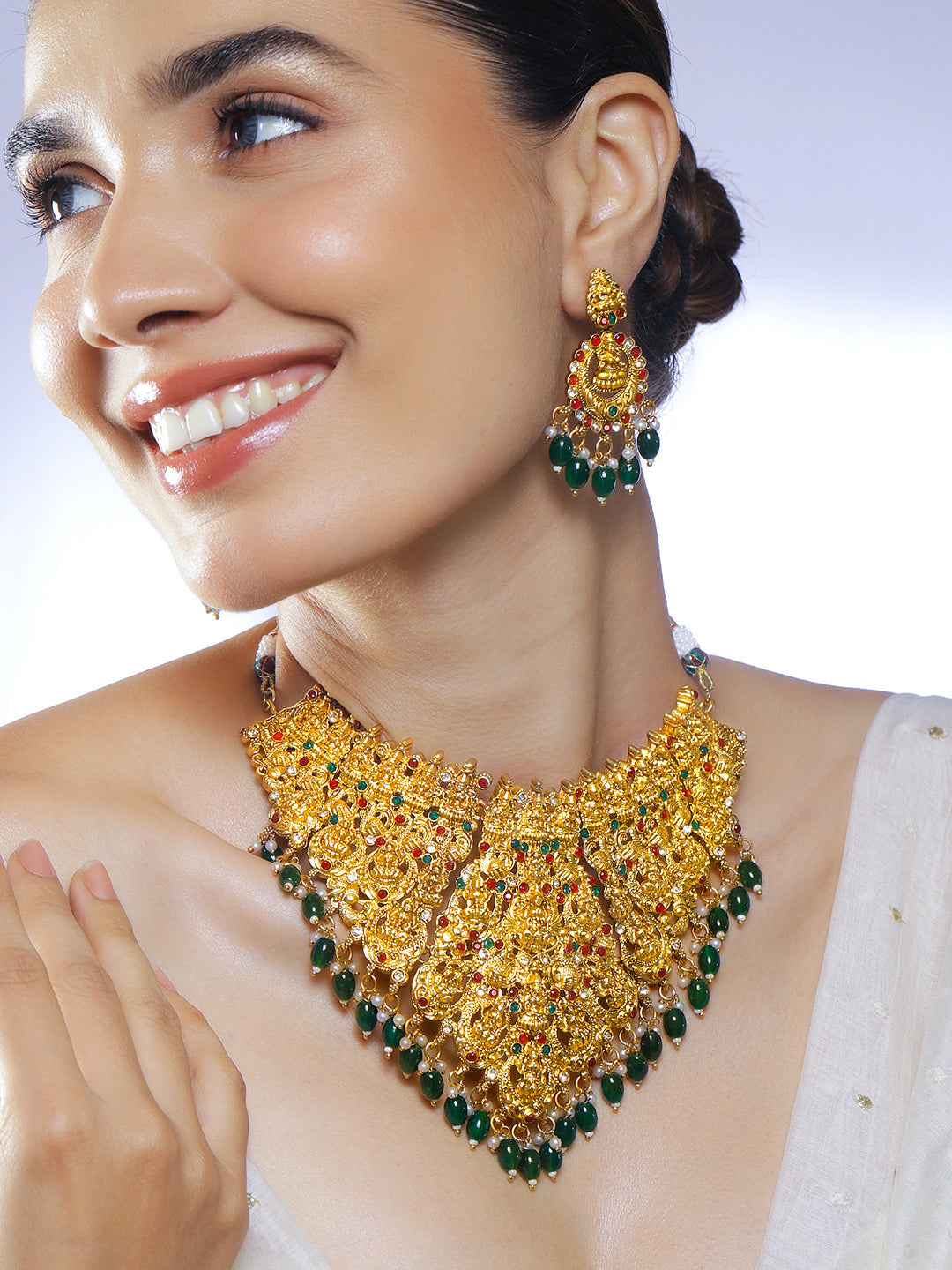 Laxmi Motif Multicolor Necklace Set フリーサイズ