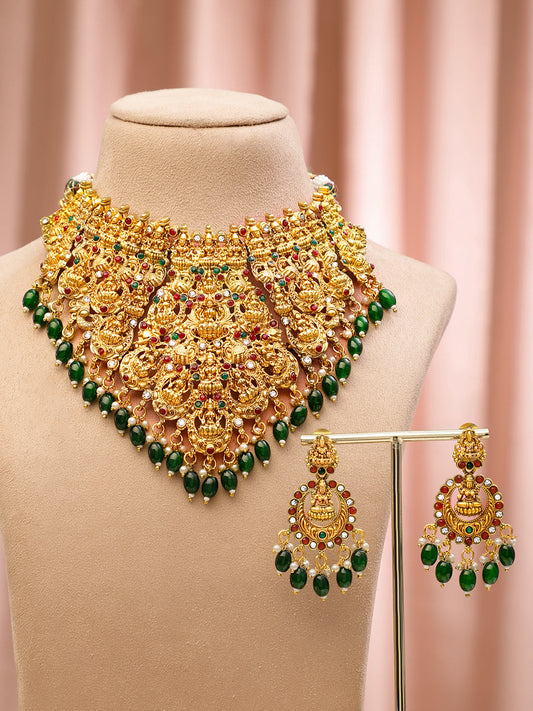 Laxmi Motif Multicolor Necklace Set フリーサイズ