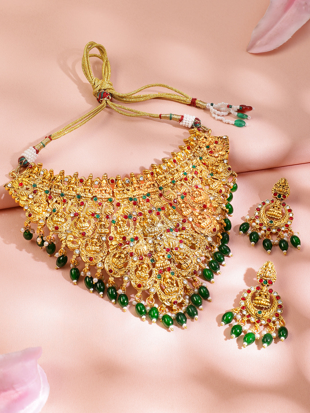 Laxmi Motif Multicolor Necklace Set フリーサイズ