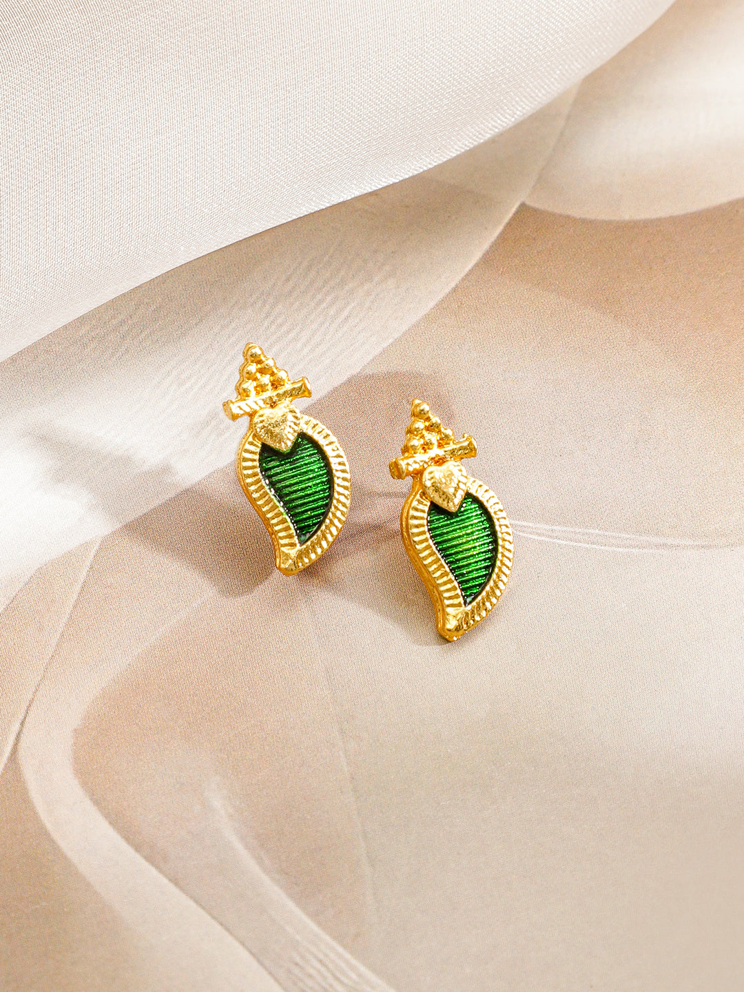 Emerald Green Leaf Pendant Necklace Set フリーサイズ